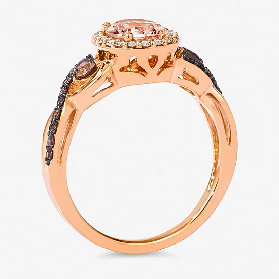 Le Vian® Ring featuring 7/8 CT. Peach Morganite™ 3/8 CT. Chocolate Diamonds® 1/6 CT. Nude Diamonds™ set in 14K Strawberry Gold®