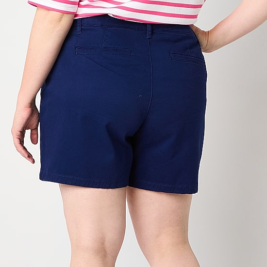 St. John's Bay Womens 8" Mid Rise Plus Chino Short