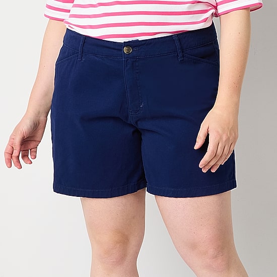 St. John's Bay Womens 8" Mid Rise Plus Chino Short