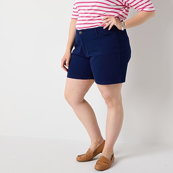 St. John's Bay Womens 8" Mid Rise Plus Chino Short