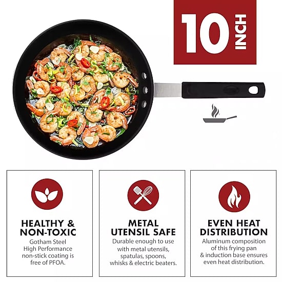 Gotham Steel Pro Series NSF Nonstick 10" Frying Pan with Removeable Rubber Handle