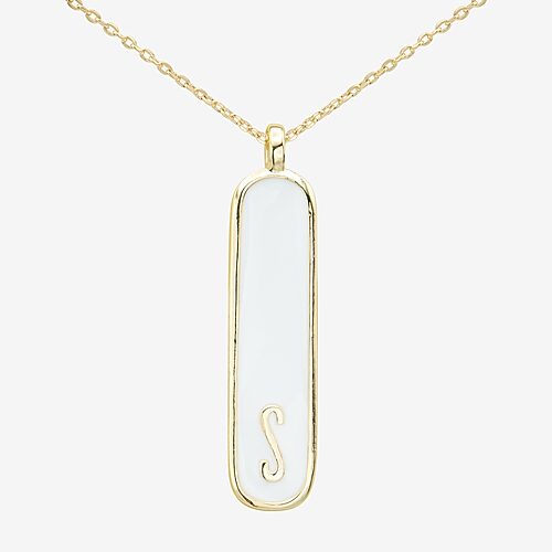 Sparkle Allure Initial Womens 14K Gold Over Brass Bar Oval 16 Inch Pendant Necklace, One Size, S