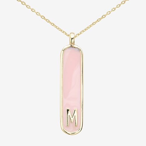 Sparkle Allure Initial Womens 14K Gold Over Brass Bar Oval 16 Inch Pendant Necklace, One Size, M