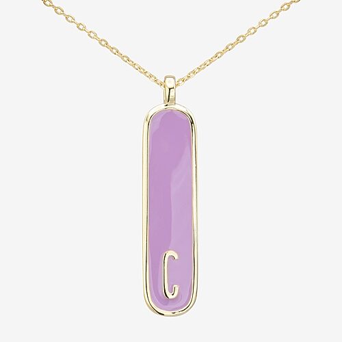 Sparkle Allure Initial Womens 14K Gold Over Brass Bar Oval 16 Inch Pendant Necklace, One Size, C