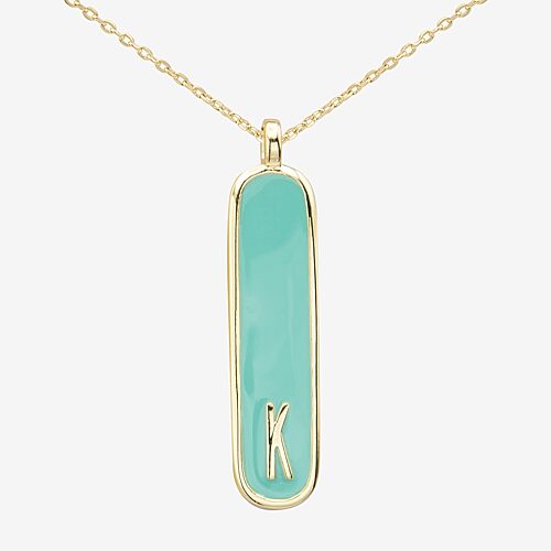 Sparkle Allure Initial Womens 14K Gold Over Brass Bar Oval 16 Inch Pendant Necklace, One Size, K