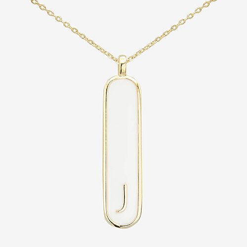 Sparkle Allure Initial Womens 14K Gold Over Brass Bar Oval 16 Inch Pendant Necklace, One Size, J