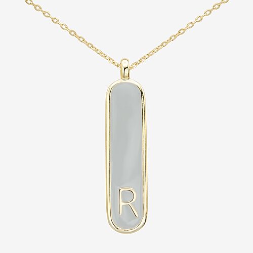 Sparkle Allure Initial Womens 14K Gold Over Brass Bar Oval 16 Inch Pendant Necklace, One Size, R