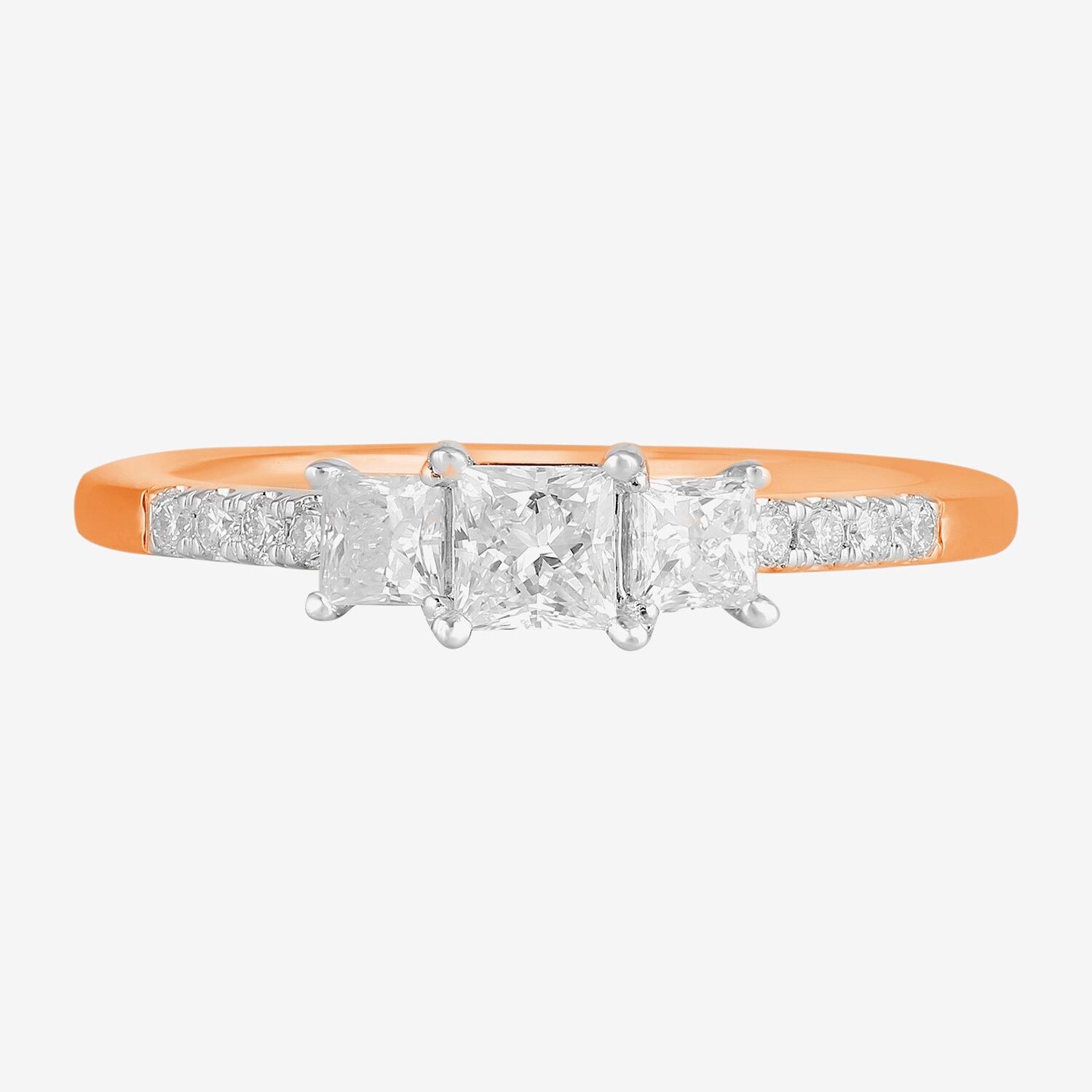 Love Lives Forever (F / Si2) Womens 3/4 CT. T.W. Lab Grown White Diamond 10K Gold Side Stone 3-Stone Engagement Ring