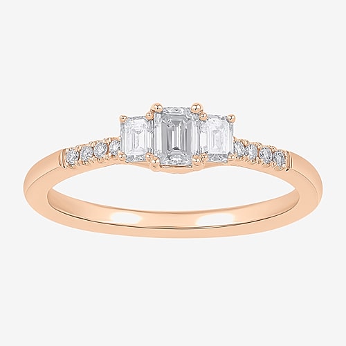 Love Lives Forever Love Lives Forever (H-I / Si2) Womens 1/2 CT. T.W. Lab Grown White Diamond 10K Gold Side Stone 3-Stone Engagement Ring, 8 1/2, Rose