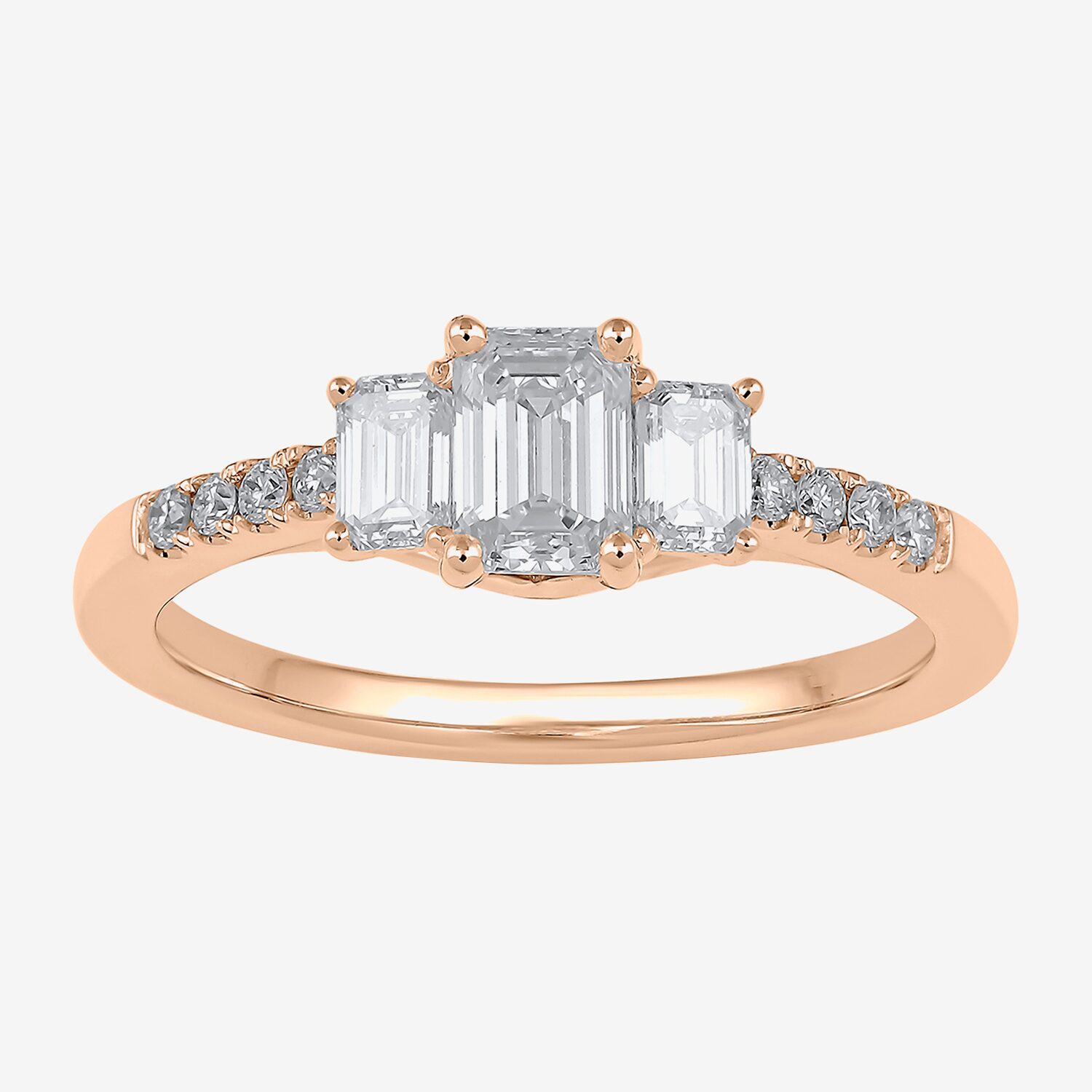 Love Lives Forever (H-I / Si2) Womens 1 CT. T.W. Lab Grown White Diamond 10K Gold Side Stone 3-Stone Engagement Ring