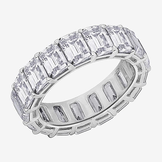 Diamonart Womens Cubic Zirconia Sterling Silver Eternity Band
