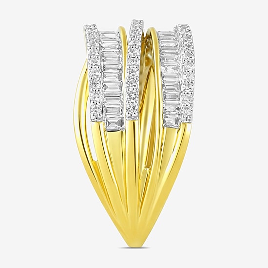 I/ I2 Womens 1 CT. T.W. Lab Grown White Diamond 14K Gold Over Silver Cocktail Ring