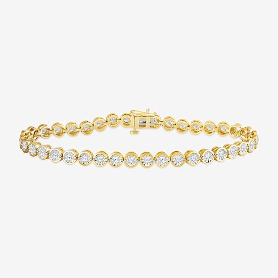 (I / I2) Womens 2 CT. T.W. Lab Grown White Diamond Sterling Silver Tennis Bracelet