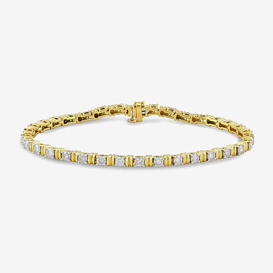(I / I2) Womens 3 CT. T.W. Lab Grown White Diamond Sterling Silver Tennis Bracelet