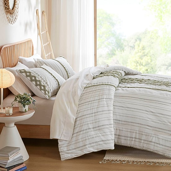 INK+IVY Imani 3pc Cotton Printed Duvet Cover Set w/ Chenille