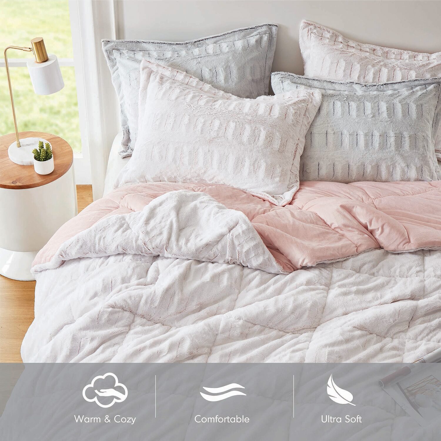 Madison Park Margot Faux Fur Lightweight Comforter Set
