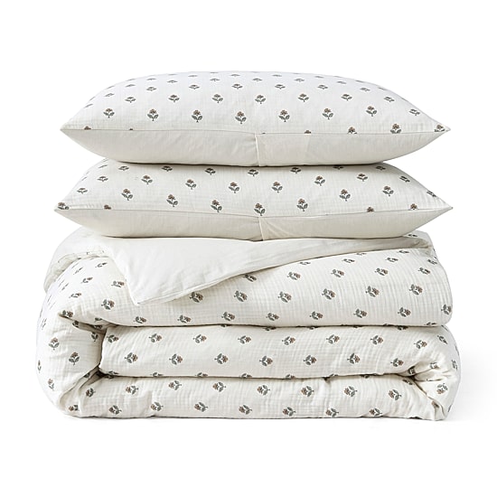 Peri Home Block Print Gauze 3-pc. Duvet Cover Set