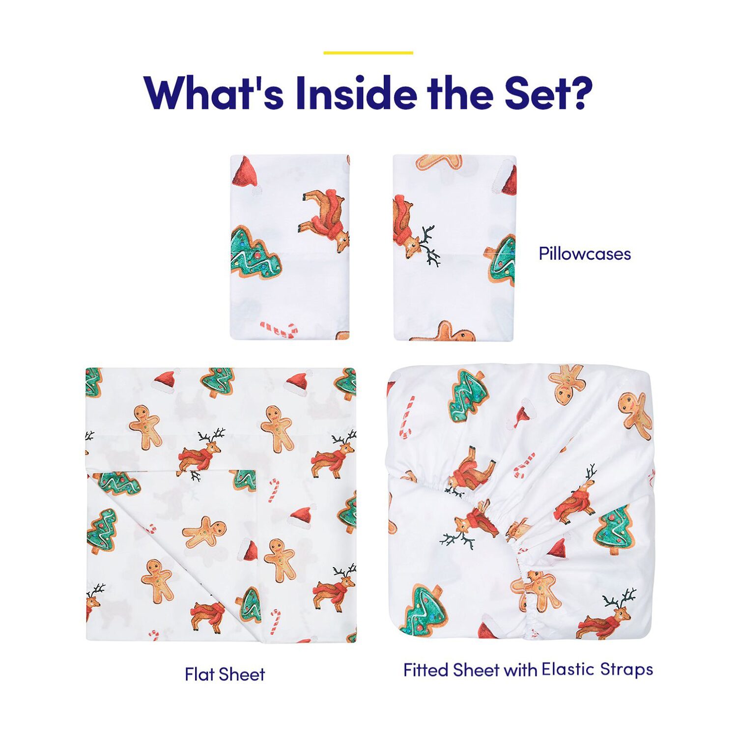 Sweet Home Collection Printed Christmas Holiday Microfiber Deep Pocket Sheet Set