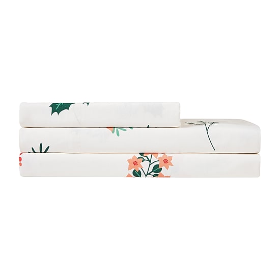 Sweet Home Collection Printed Christmas Holiday Microfiber Deep Pocket Sheet Set