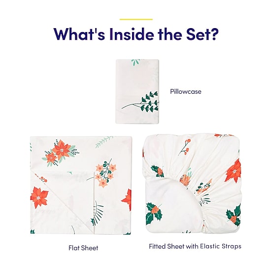 Sweet Home Collection Printed Christmas Holiday Microfiber Deep Pocket Sheet Set