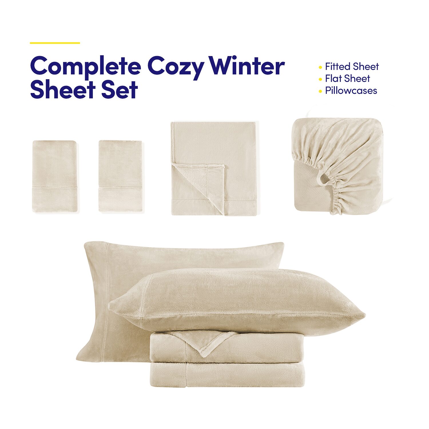 Sweet Home Collection Ultra Soft Microplush Solid Fleece Deep Pocket Sheet Set