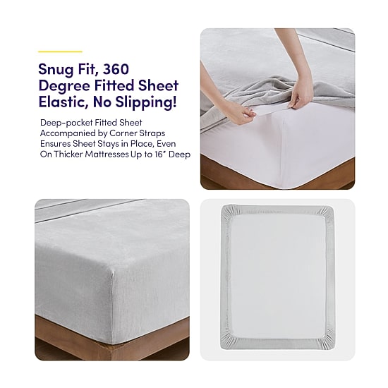 Sweet Home Collection Ultra Soft Microplush Solid Fleece Deep Pocket Sheet Set