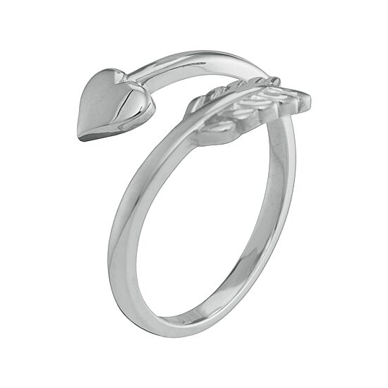 Personalized 14K White Gold Bypass Arrow Initial Ring
