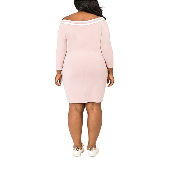 Poetic Justice Womens Plus Straight Neck Long Sleeve Sheath Dress