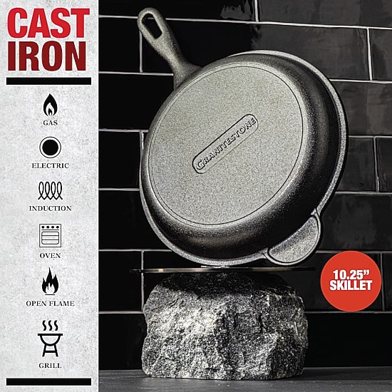 Granitestone Heavy Duty Cast Iron 10.25" Round Skillet