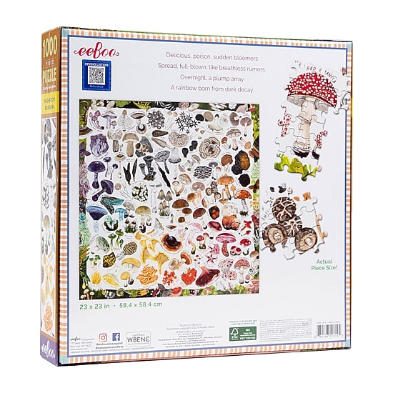 Eeboo Piece And Love Mushroom Rainbow 1000 Piece Square Adult Jigsaw 1000-pc. Puzzle