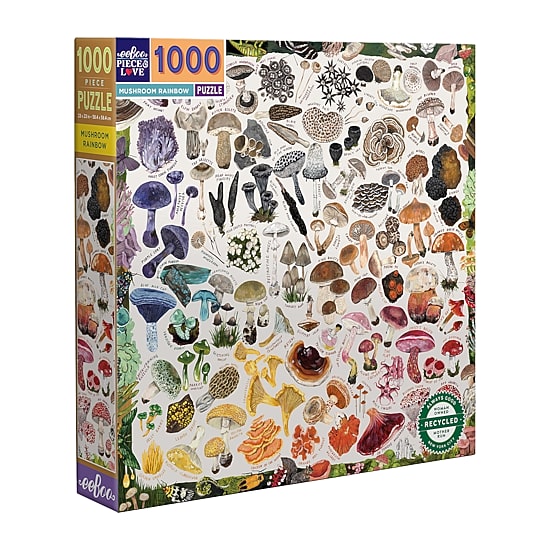 Eeboo Piece And Love Mushroom Rainbow 1000 Piece Square Adult Jigsaw 1000-pc. Puzzle