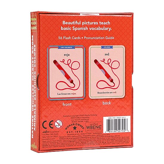 Eeboo Spanish Vocabulary Flash Cards For Kids 56-pc. Card Game