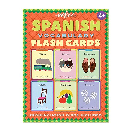 Eeboo Spanish Vocabulary Flash Cards For Kids 56-pc. Card Game