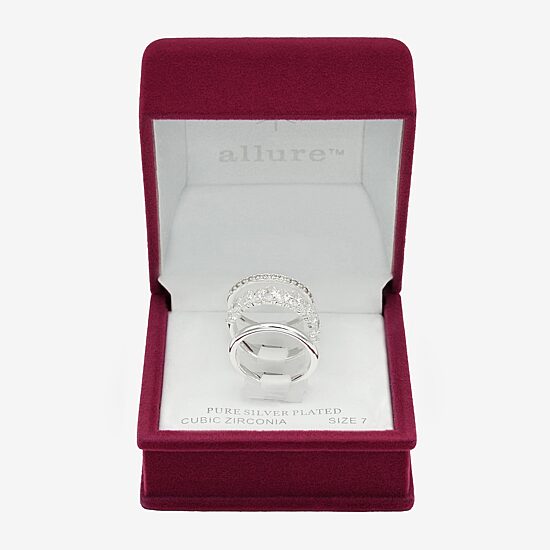 Sparkle Allure Womens 8MM Cubic Zirconia Pure Silver Over Brass Marquise Eternity Band