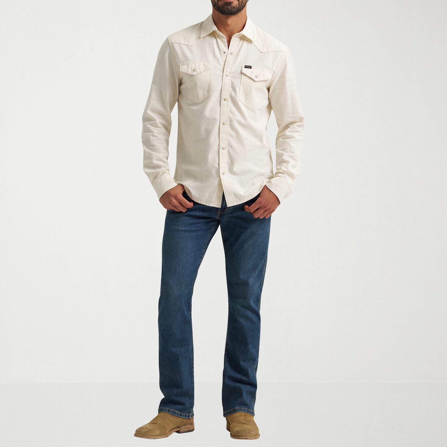 Wrangler® Mens Regular Fit Long Sleeve Button-Down Shirt
