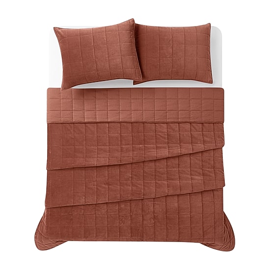 Brooklyn Loom Matte Cotton Velvetbox Stitch Easy Care Quilt Set