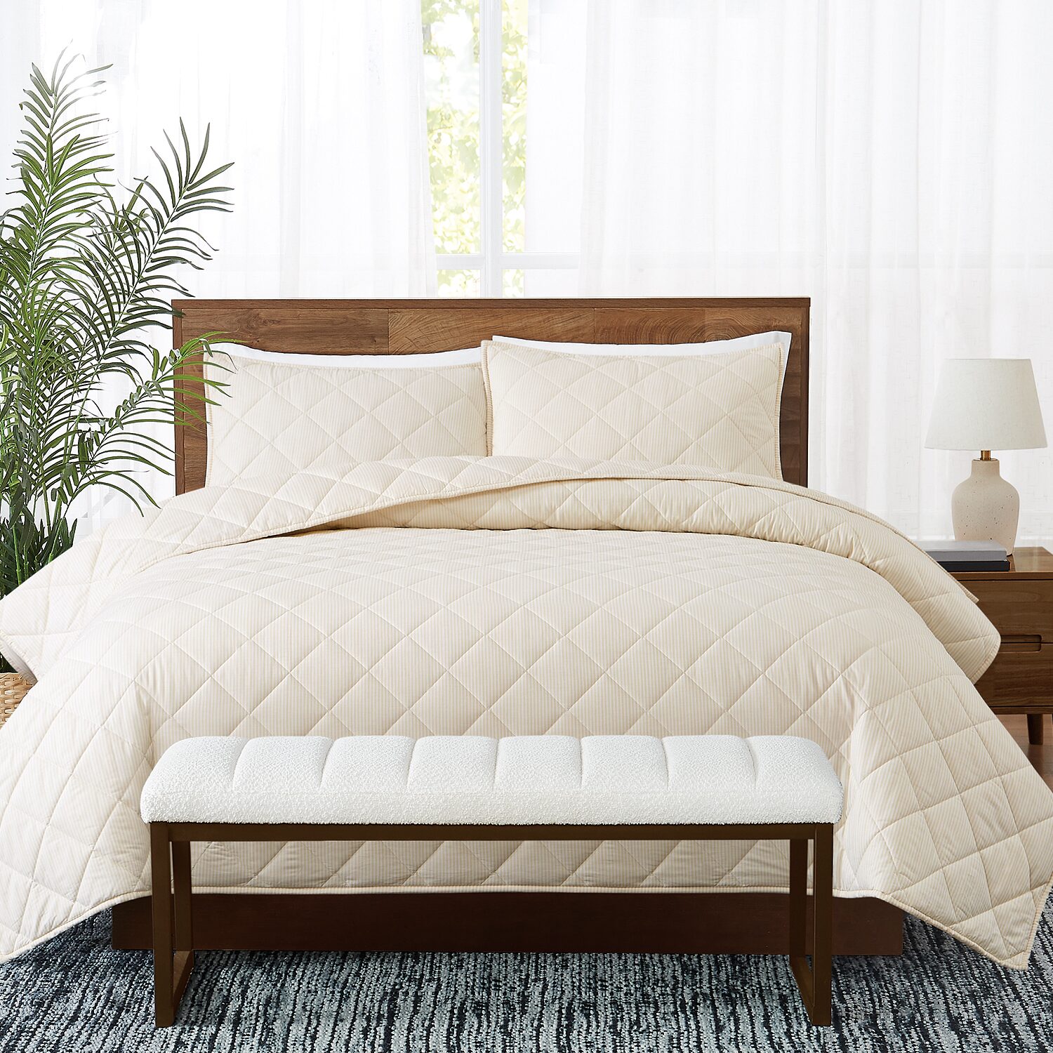 Brooklyn Loom Pinstripe Easy Care Quilt Set