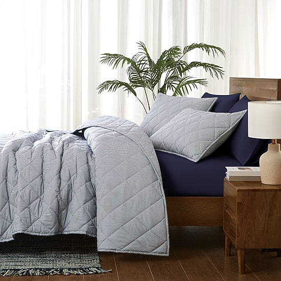 Brooklyn Loom Pinstripe Easy Care Quilt Set