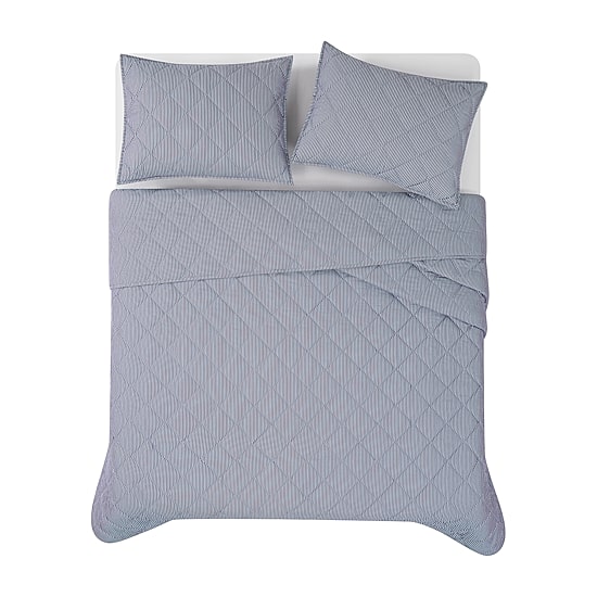 Brooklyn Loom Pinstripe Easy Care Quilt Set