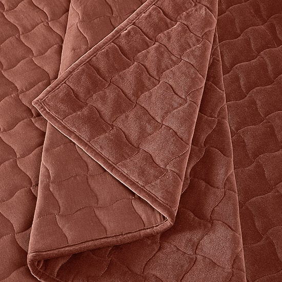 Brooklyn Loom Matte Cotton Velvet Wavy Stitch Easy Care Quilt Set