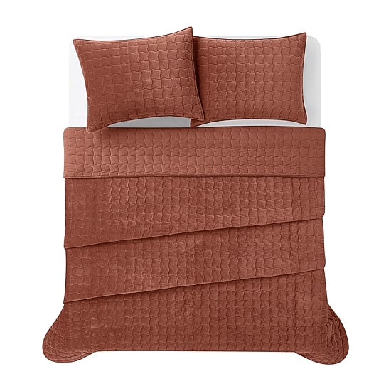 Brooklyn Loom Matte Cotton Velvet Wavy Stitch Easy Care Quilt Set
