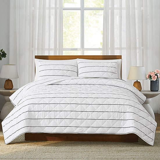Brooklyn Loom Hayward Stripe Easy Care Quilt Set