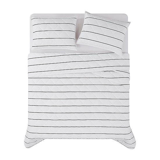 Brooklyn Loom Hayward Stripe Easy Care Quilt Set