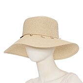 SOL and MER Straw Downbrim With Charm Chain Womens Floppy Hat