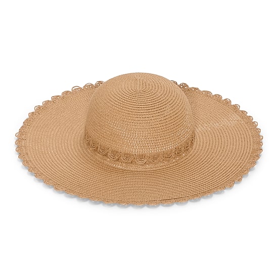 SOL and MER Straw With Lace Band Womens Floppy Hat
