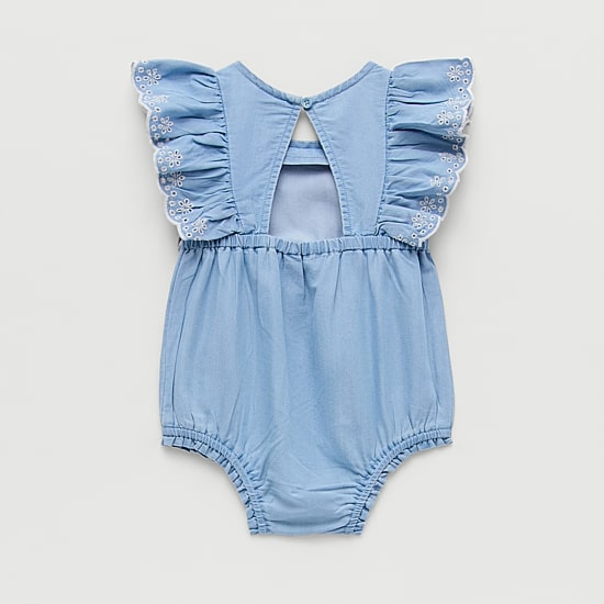 Okie Dokie Chambray Baby Girls Sleeveless Romper