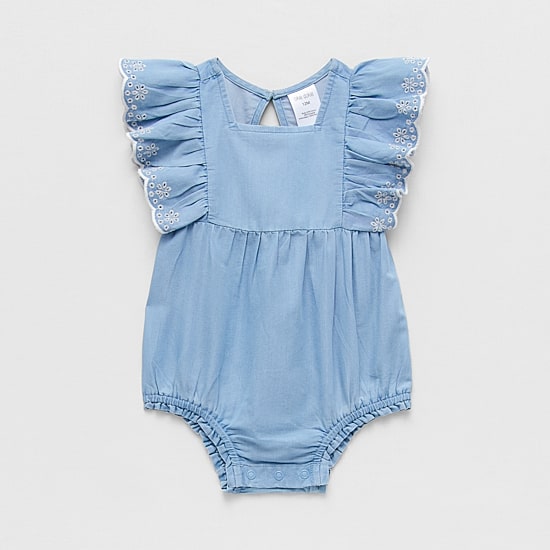 Okie Dokie Chambray Baby Girls Sleeveless Romper