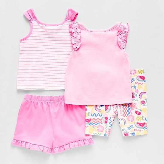 Little Lass Toddler Girls Jersey 4-pc. Short Set