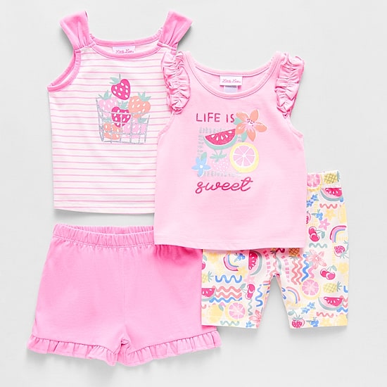 Little Lass Toddler Girls Jersey 4-pc. Short Set