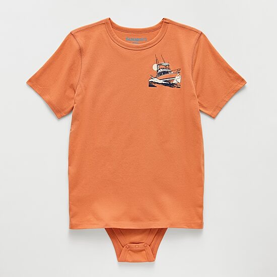 Thereabouts Little & Big Kid Boys Bodysuit Closure Easy-on + Easy-off Adaptive Crew Neck Short Sleeve Bodysuit